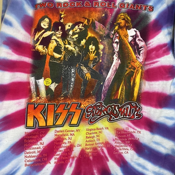 RARE KISS AEROSMITH 2003 TOUR vintage t shirt CLASSIC rock bands Concert Size m - Picture 3 of 3